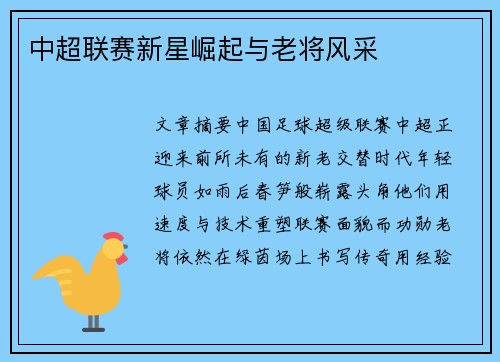 中超联赛新星崛起与老将风采