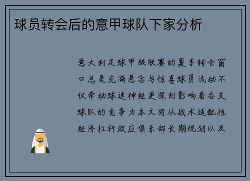 球员转会后的意甲球队下家分析
